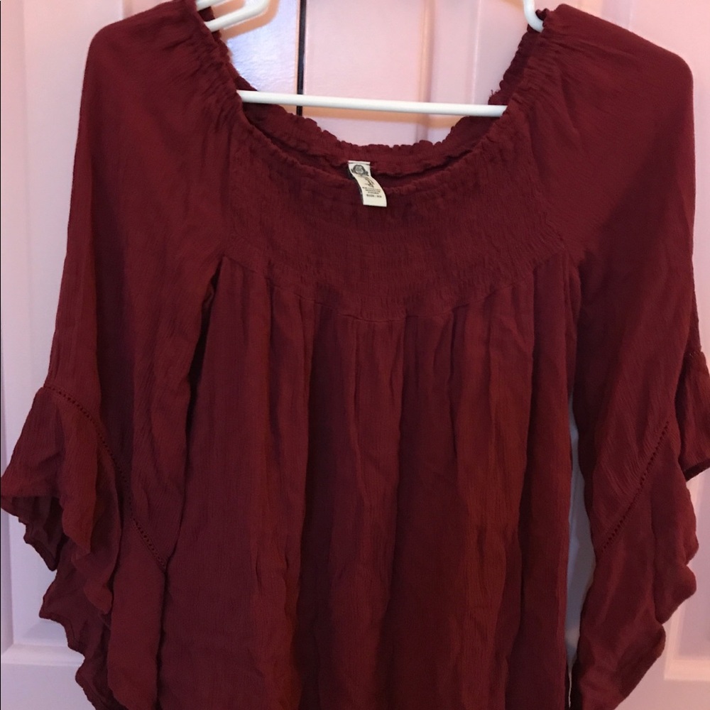 Red flowy top
